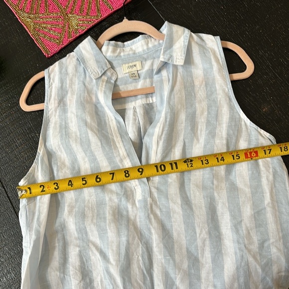 J. Crew Striped linen cotton sleeveless popover tunic top
Stripe blue white XS - Picture 9 of 10